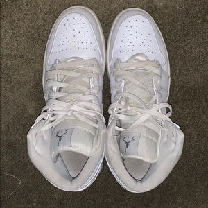 All white retro jordan 1’s
